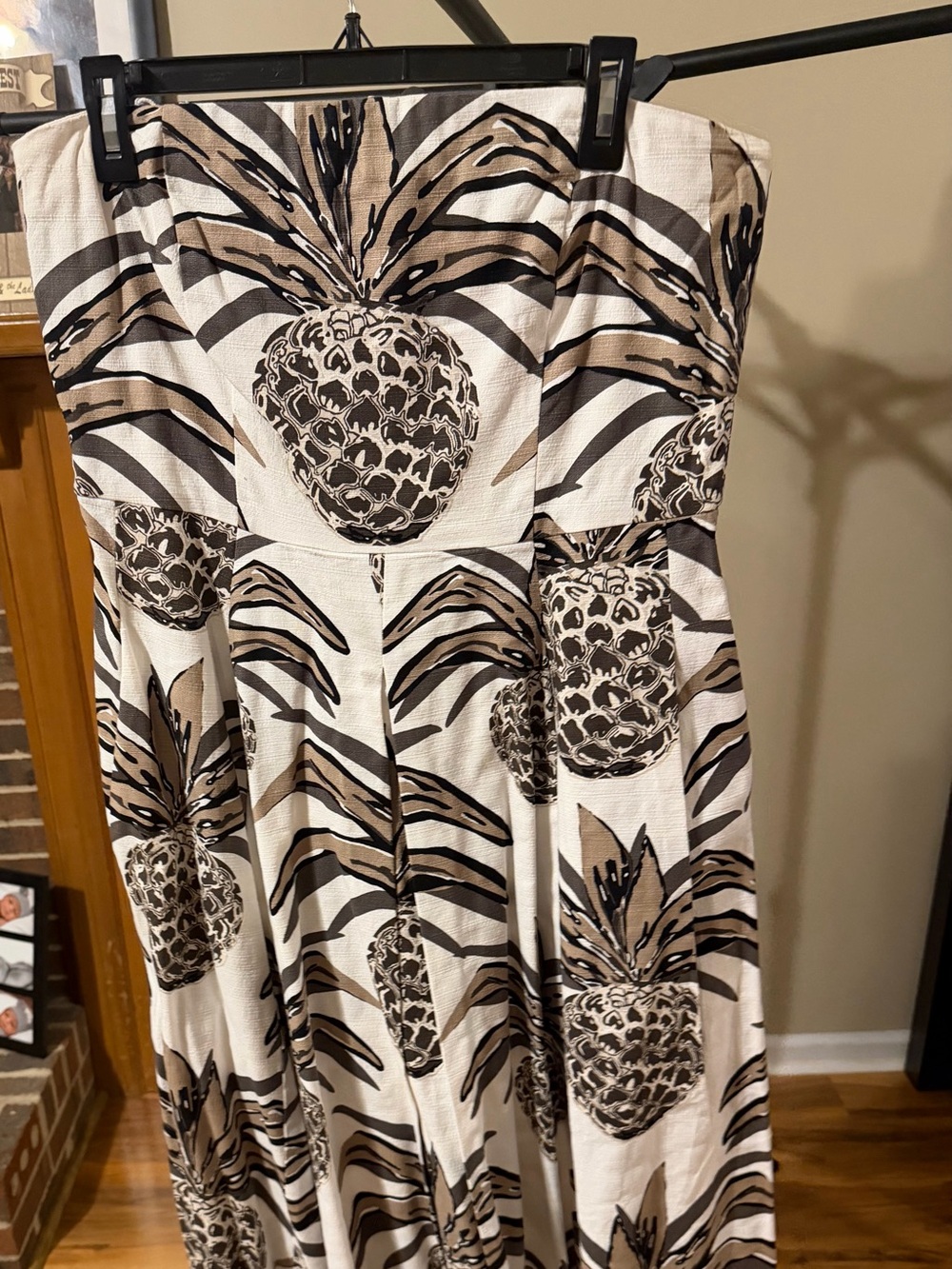 Eva Mendez (New York & Company) Strapless Pineapple Print Dress - White & Brown
